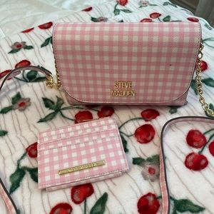 Steve Madden Gingham Print Crossbody/Card Holder Bundle
